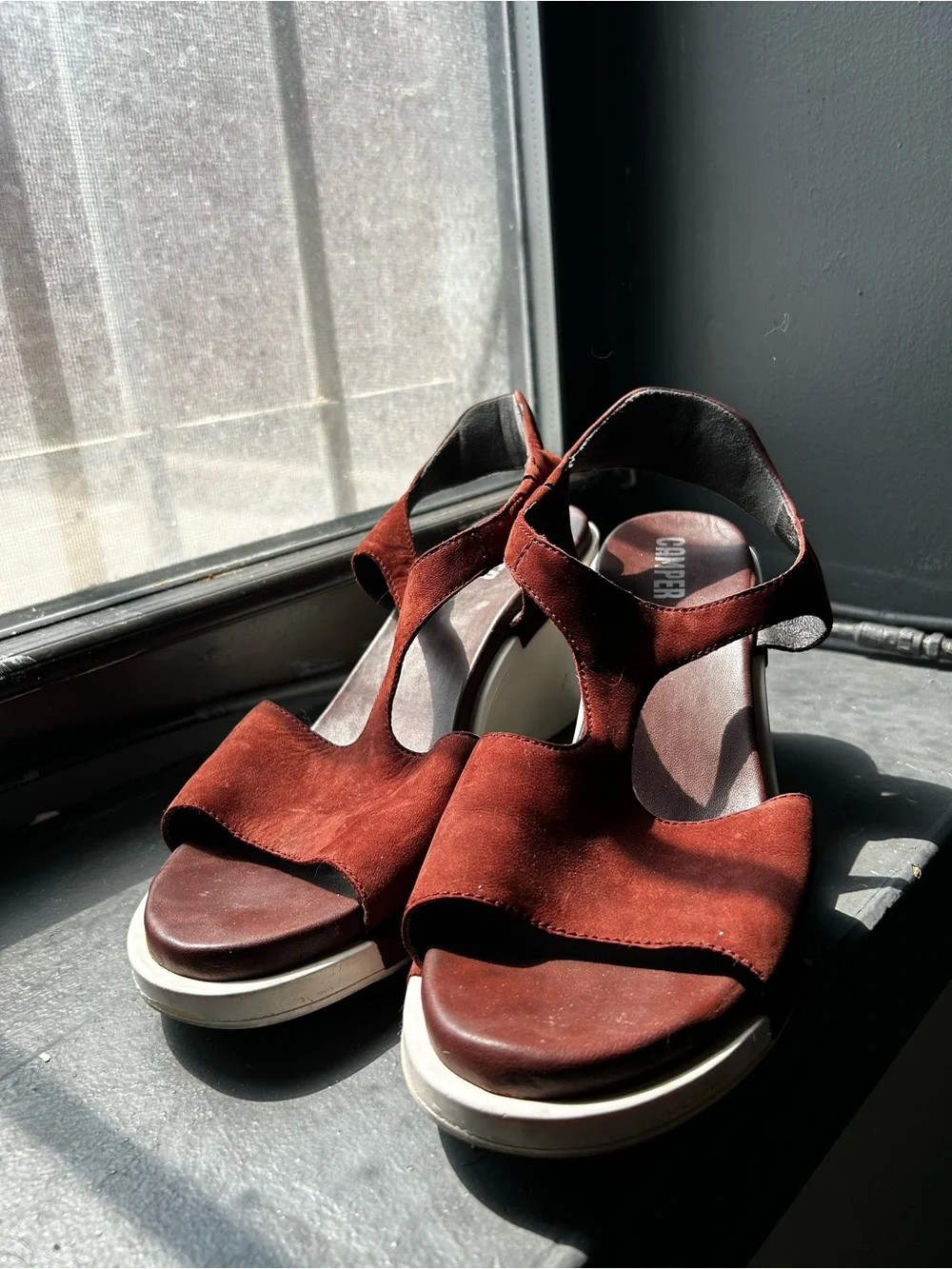 Camper Suede Sandals in Ivy Brown